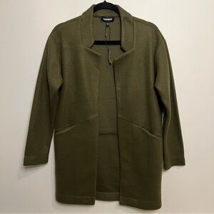 Express Olive Open Front Shacket Cardigan Jacket Elevated Classic Business